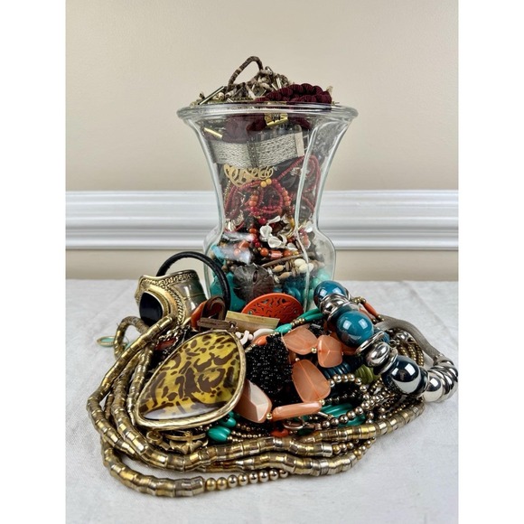 The Unbranded Brand Jewelry - Vintage To Modern Jewelry Jar Box Bag Mixed Lot All Wearable Mystery 5lbs Bundle